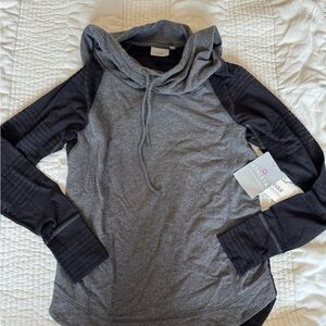 Athleta Gray and White Hooded Sweatshirt